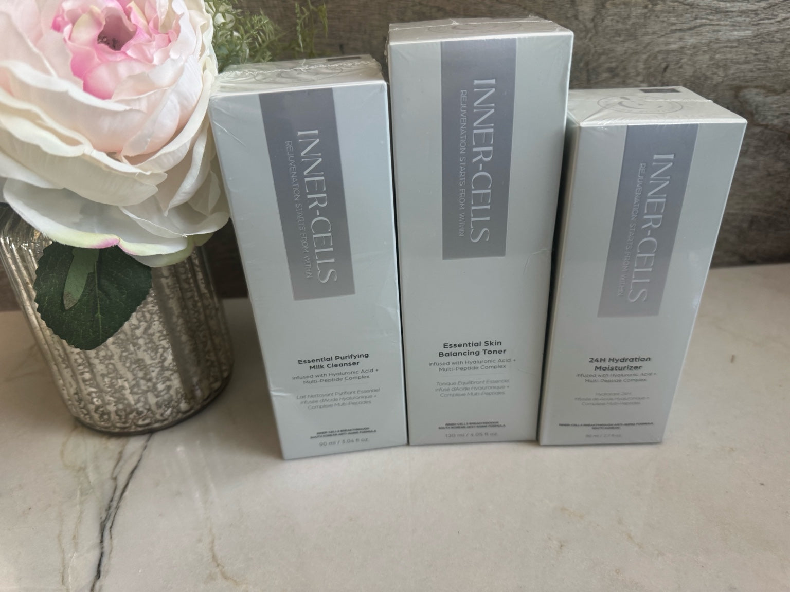 INNER-CELLS Essential Hydration & Rejuvenation Skincare Set (3-Piece Bundle)